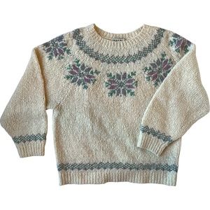 LL Bean folk art floral sweater